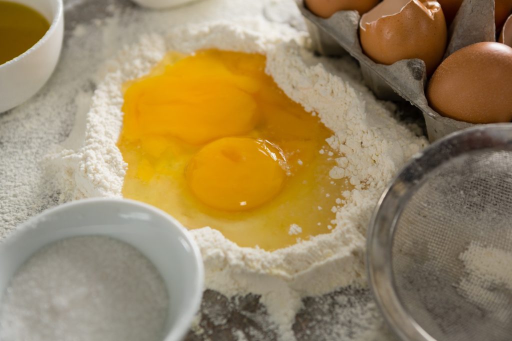 Egg yolk mixed with flour