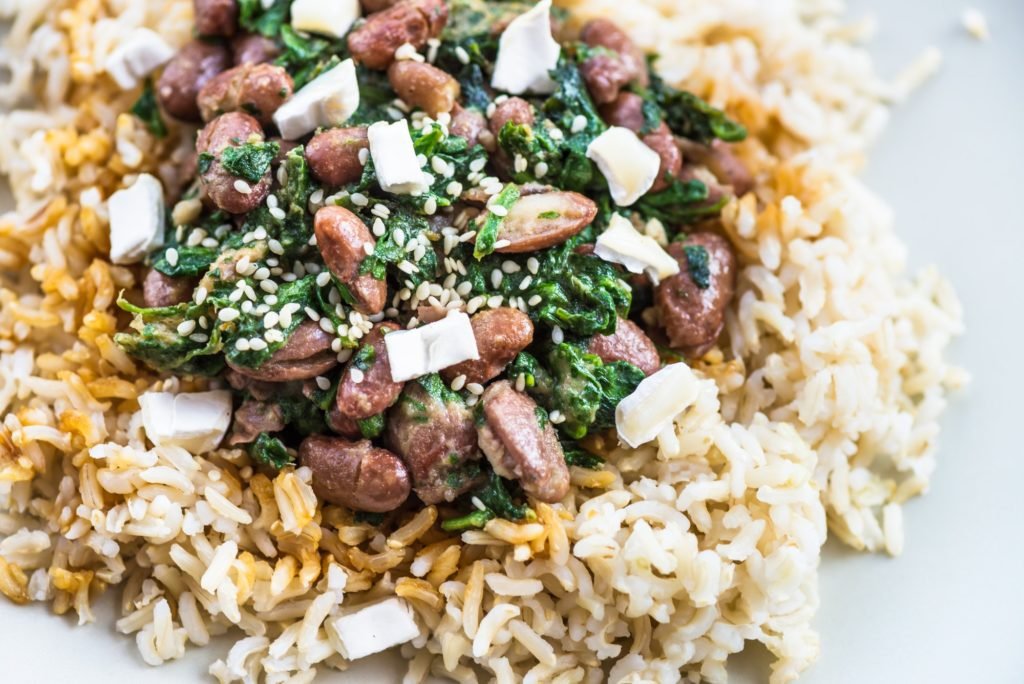 Brown Rice with Kidney Beans. Healthy Lunch