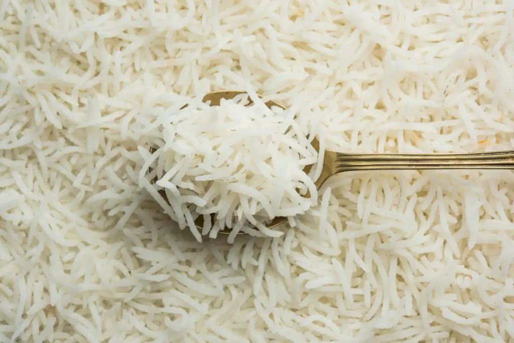 Boiled Indian Basmati rice served in a bowl
