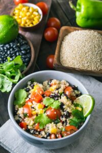 Black bean quinoa salad and ingredients