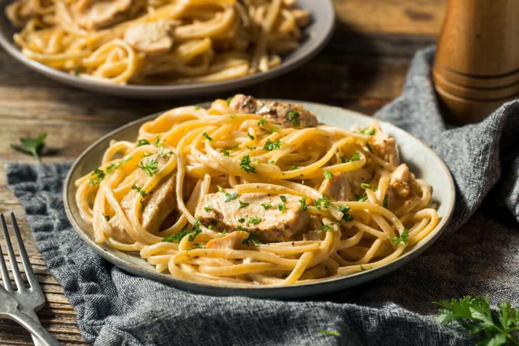 Homemade Chicken Fettuccine Alfredo Pasta