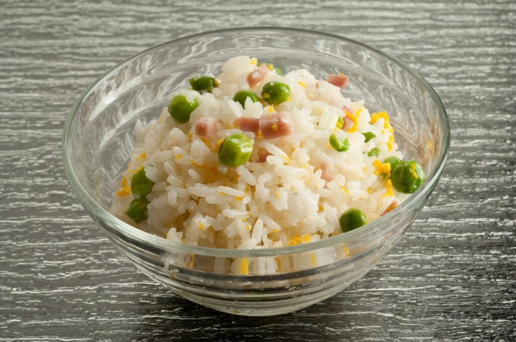 china rice over black background