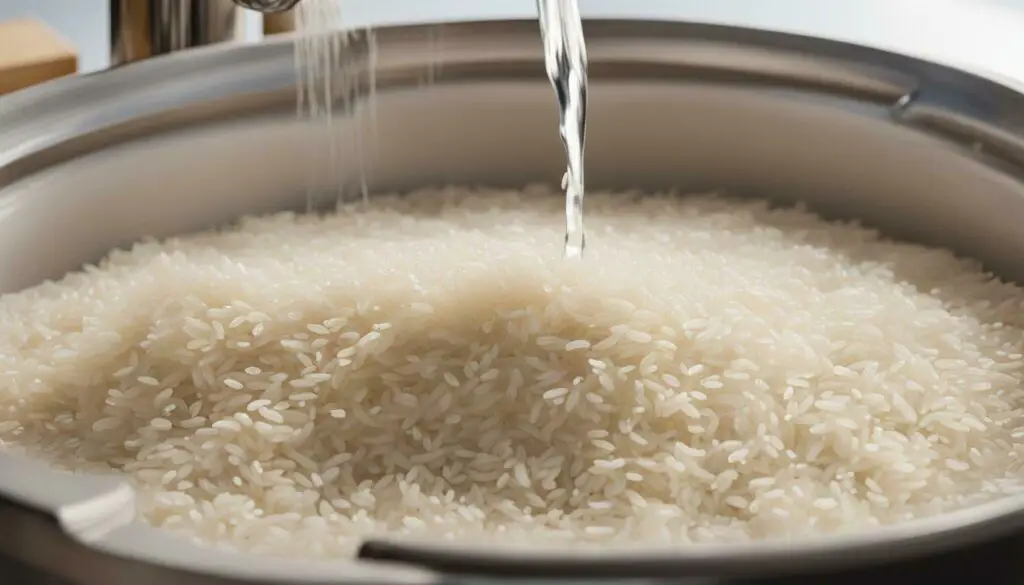 Rice being washed in a rice washing bowl