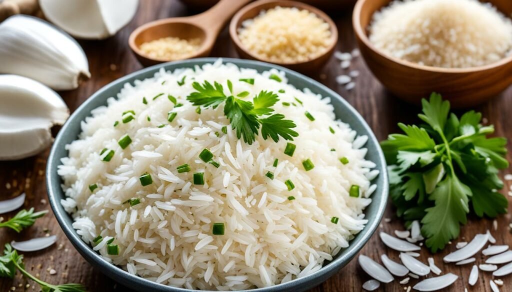 Essential ingredients for perfect coconut milk rice