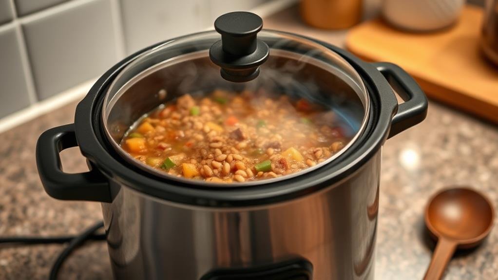 preparing lentil soup dish