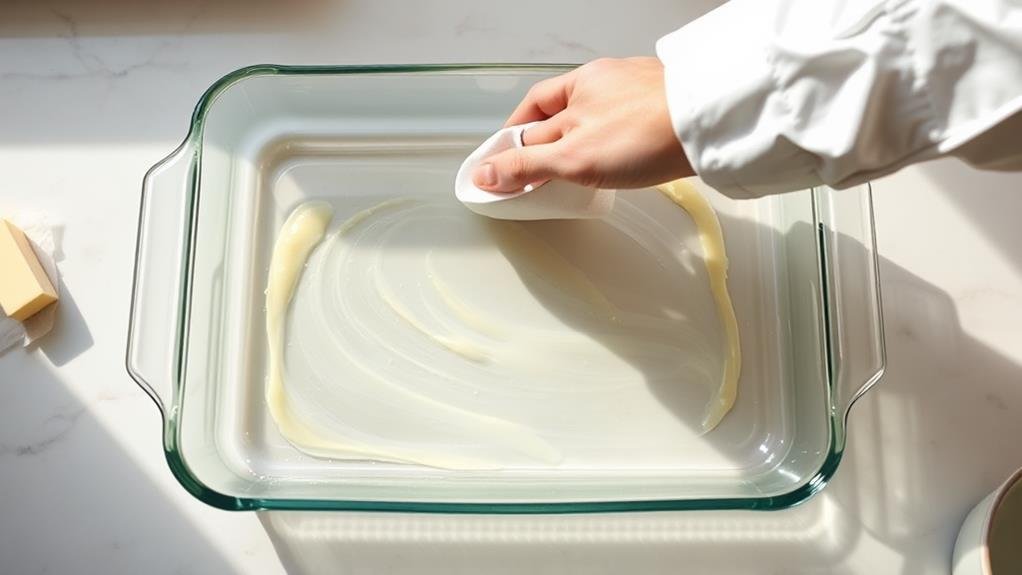 prepping the baking dish