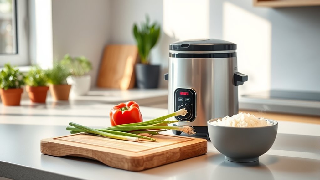 vertical space saving rice cookers