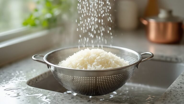 rinse rice with cold water
