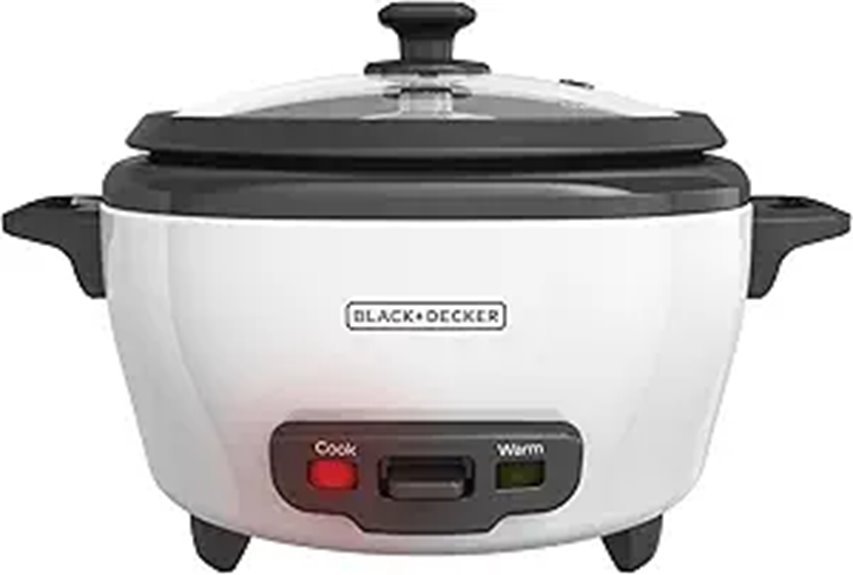 BLACK+DECKER 6-Cup Rice Cooker with Steamer (White)